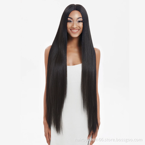 Rebecca Fashion 38 inches Deep Part Oriental black long straight hair Wigs Ombre Lace Front Wig Synthetic hair Wigs for Women